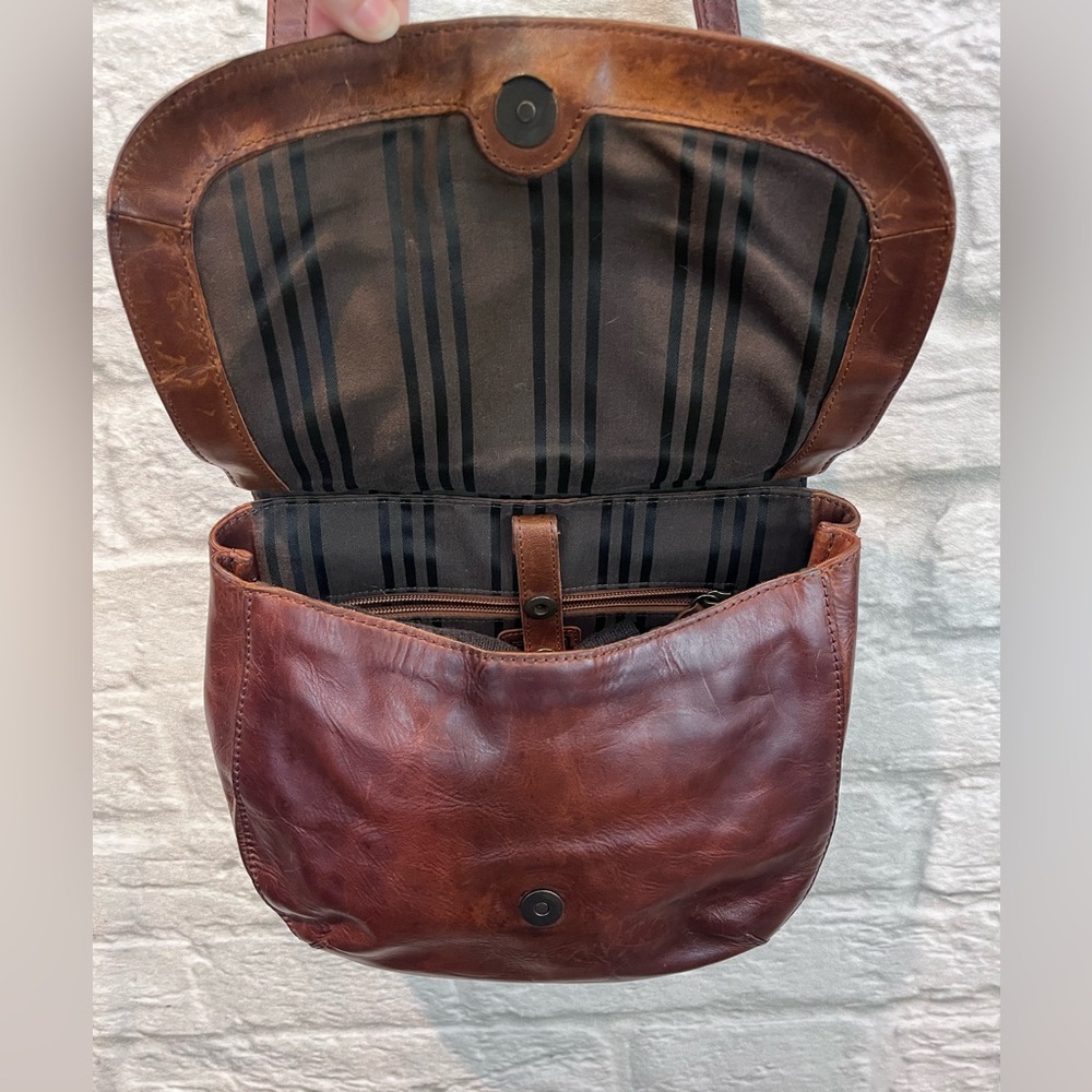 FRYE Melissa Saddle Bag Leather Cognac Crossbody - Picture 8 of 16
